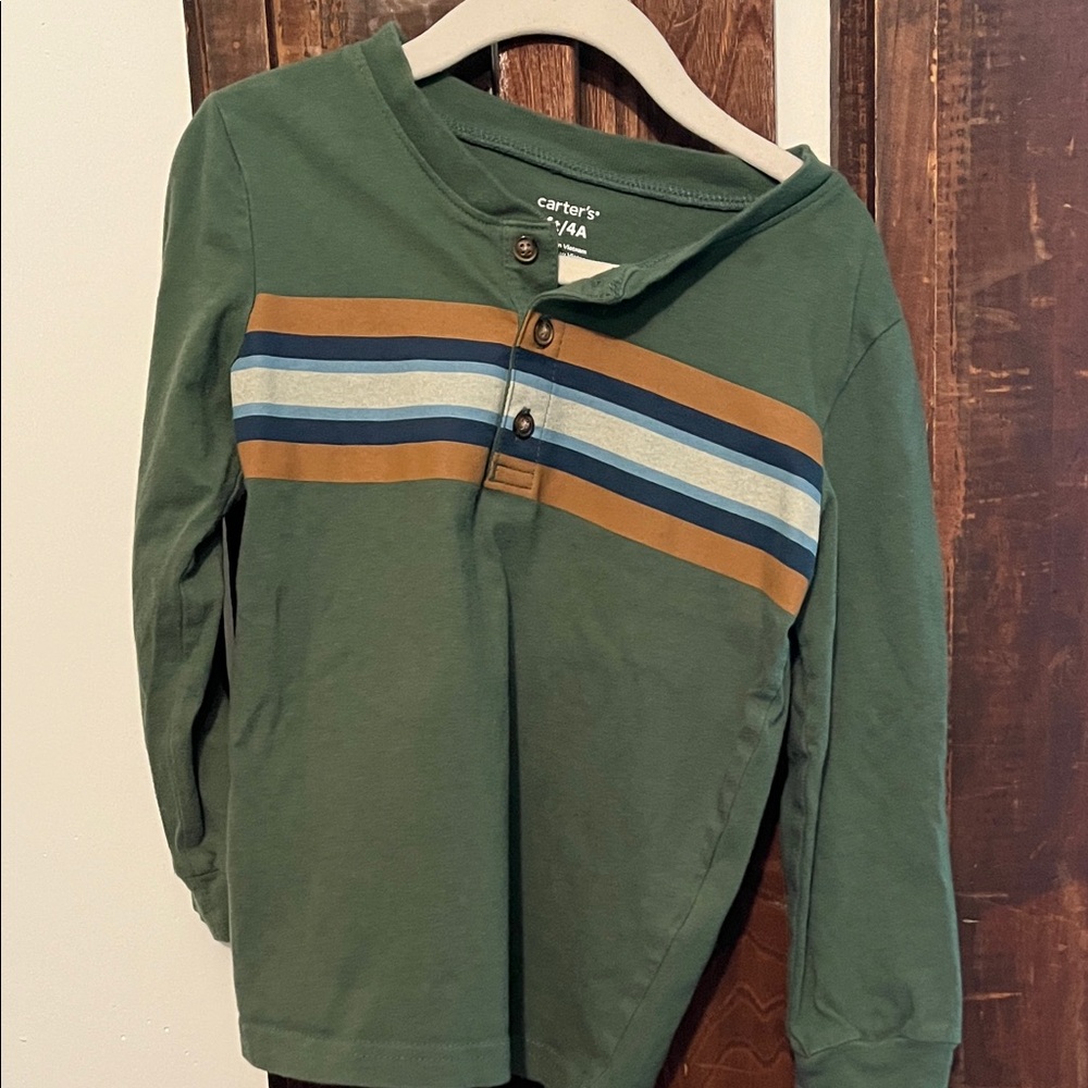 Carter's Green Henley with Stripes